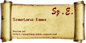 Szmetana Emma névjegykártya